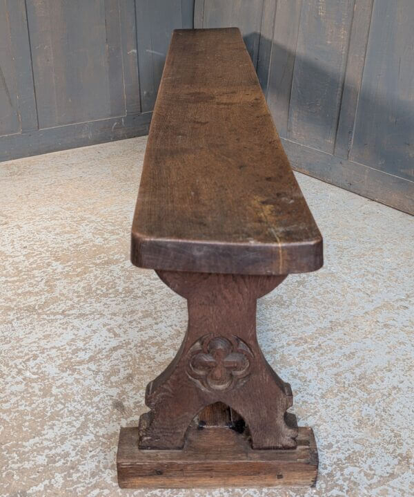 Lovely Antique Good Size Oak Gothic Church Bench