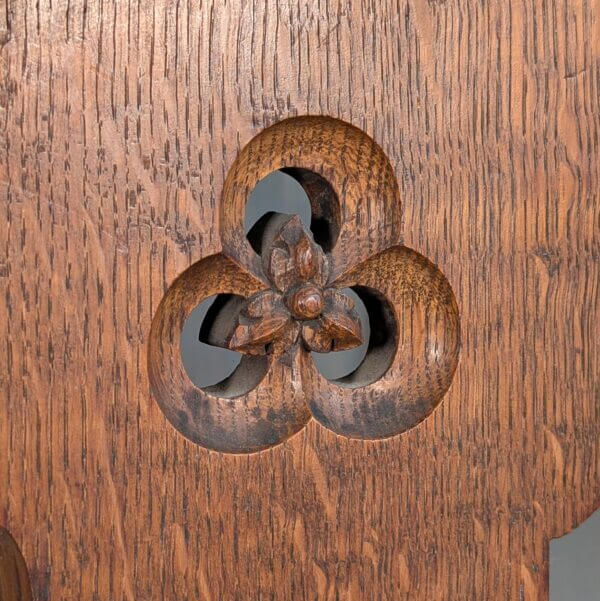 Medium Size Antique Gothic Oak Prayer Desk Prie Dieu with Blue Kneeler