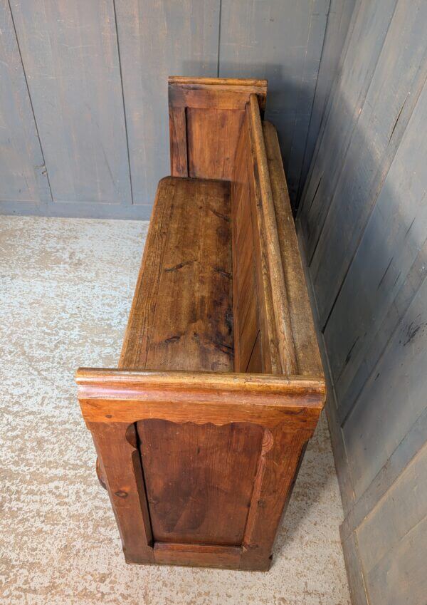19th Century Waxed Antique Church Pew bench from St Andrew's Great Staughton with Detailed Ends
