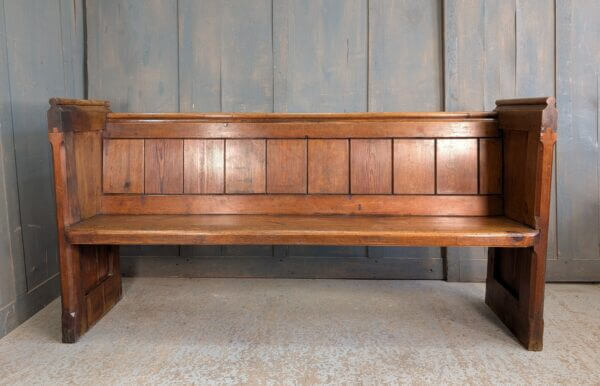 19th Century Waxed Antique Church Pew bench from St Andrew's Great Staughton with Detailed Ends