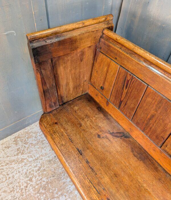 19th Century Waxed Antique Church Pew bench from St Andrew's Great Staughton with Detailed Ends