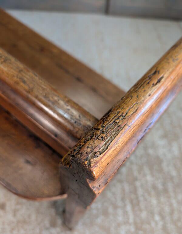 19th Century Waxed Antique Church Pew bench from St Andrew's Great Staughton with Detailed Ends