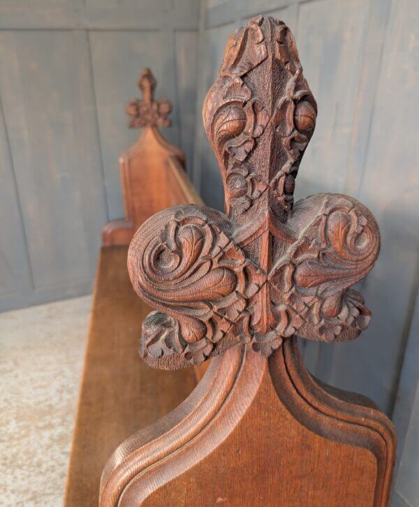 Impressive 1900’s Gothic Oak Choir Pews with Carved Finials