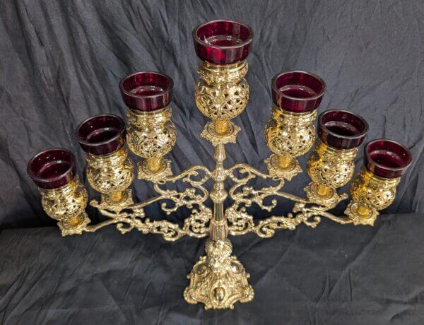 Exciting & Dramatic Large Brass Seven Branch Benediction Candelabra