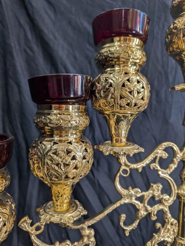 Exciting & Dramatic Large Brass Seven Branch Benediction Candelabra