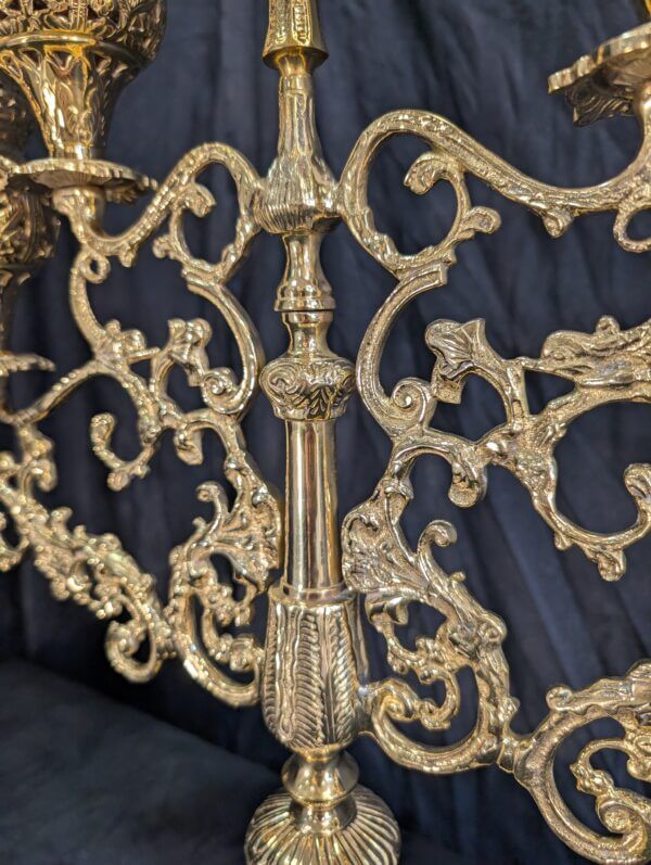 Exciting & Dramatic Large Brass Seven Branch Benediction Candelabra