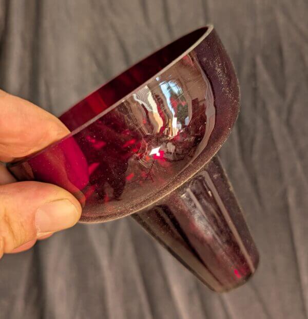 Large Antique Brass Silver Plated Sanctuary Liturgy Lamp with Splendid Red Glass