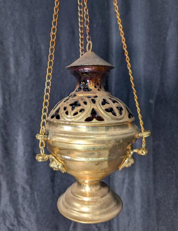 Pre-Loved Used-in-Action Heavy Brass Gothic Styled Incense Burner Censer Thurible