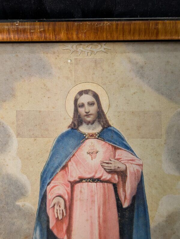 1950's Vintage Coloured French Print of Christ the Sacred Heart 'Come to Me' 'Venez a Moi'