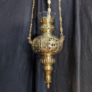Hanging Orthodox Sanctuary Ryasna Patterned Chains & Large Candle Oil Holder