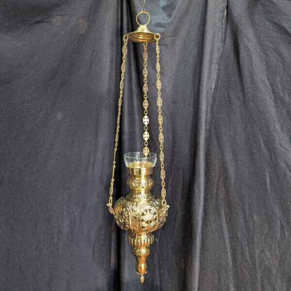 Hanging Orthodox Sanctuary Ryasna Patterned Chains & Large Candle Oil Holder