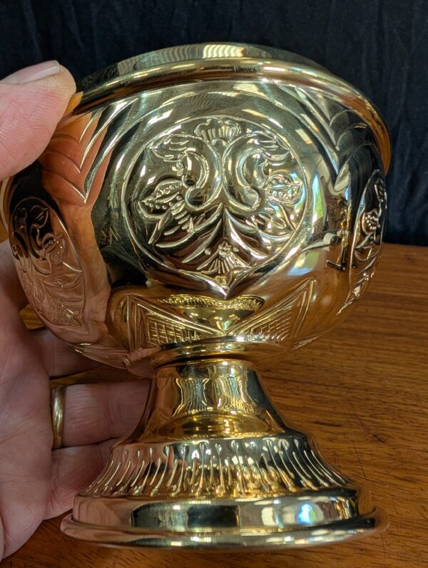 Large Eastern Orthodox Style Brass Incense Boat and Spoon