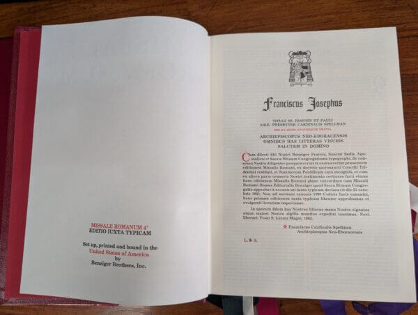 Latest Version of The Missale Romanum in Excellent Condition