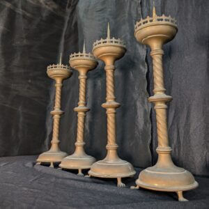 Set of Four 19th Century Gothic Altar Pricket Candlesticks