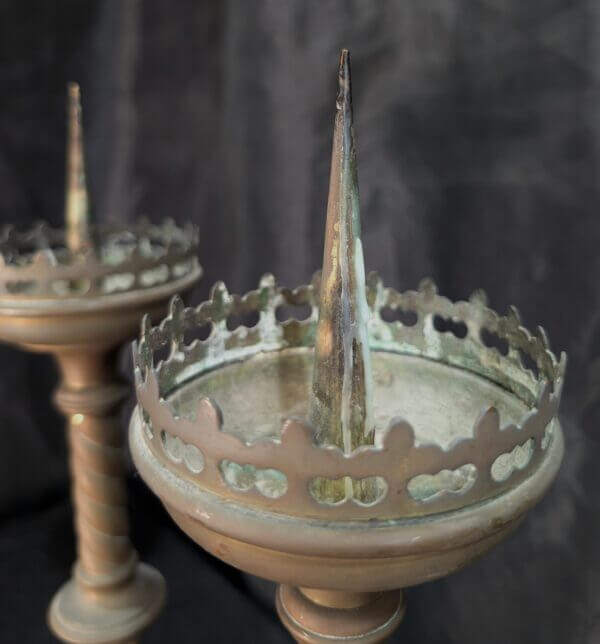 Set of Four 19th Century Gothic Altar Pricket Candlesticks