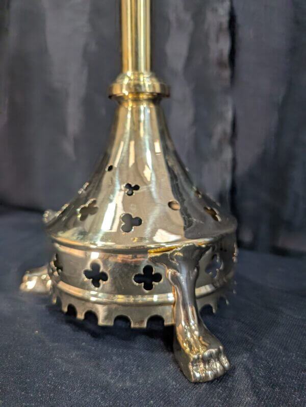 Single Large Gothic Style Brass Candlestick