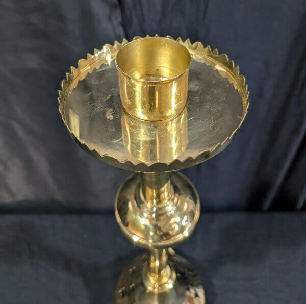 Single Large Gothic Style Brass Candlestick