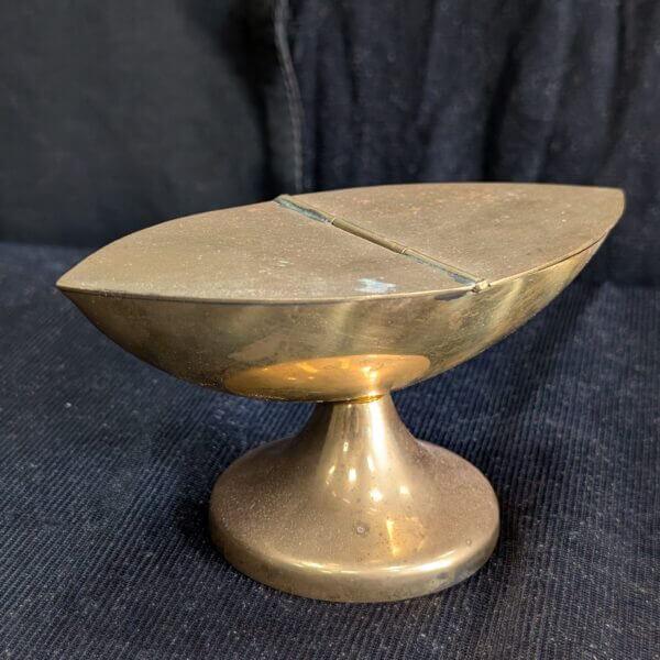 Used Small Classic Brass Incense Boat with Spoon