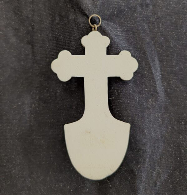 Italian Faux China Resin Crucifix Holy Water Stoop Piscina with Hanger