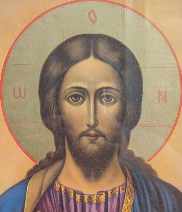 Antique East European Framed Icon of 'Christ Almighty'