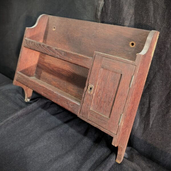 Small Antique Oak Church Cupboard for Mounting on Wall or Furniture