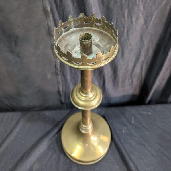 Medium Large Antique Gothic Church Candlestick