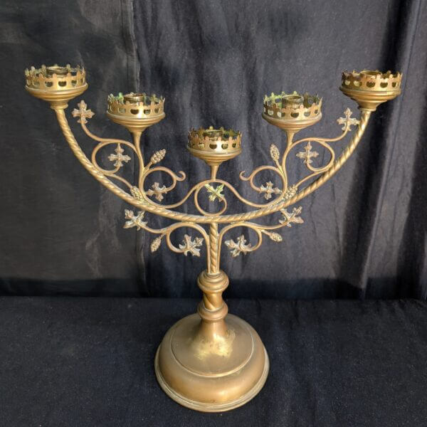 Five Branch Antique Gothic Flemish Benediction Candelabra