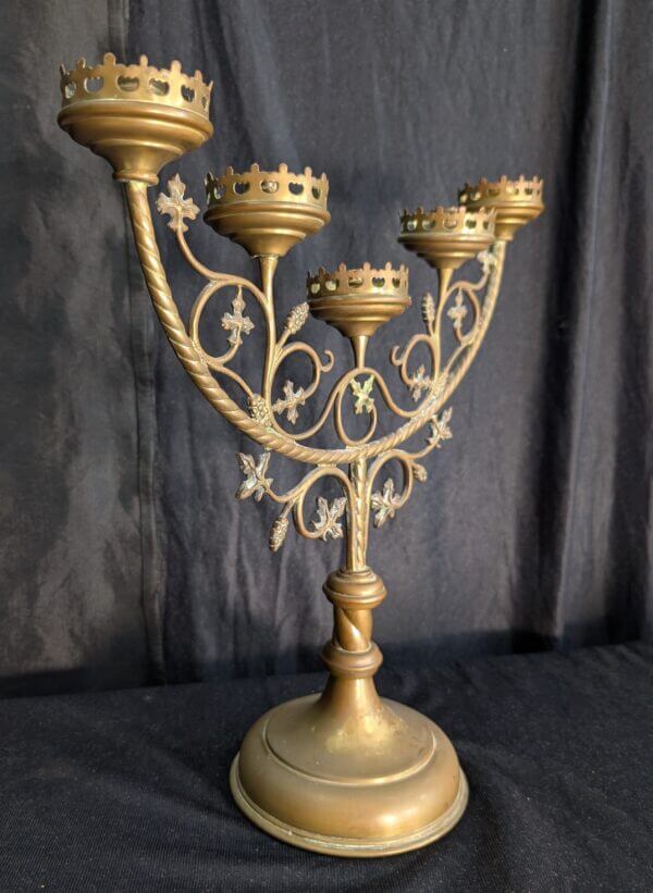 Five Branch Antique Gothic Flemish Benediction Candelabra
