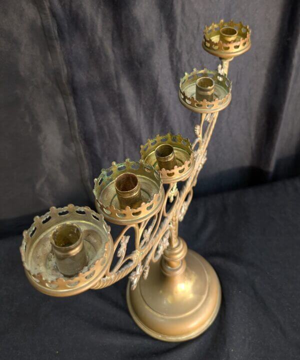 Five Branch Antique Gothic Flemish Benediction Candelabra