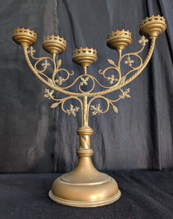 Five Branch Antique Gothic Flemish Benediction Candelabra