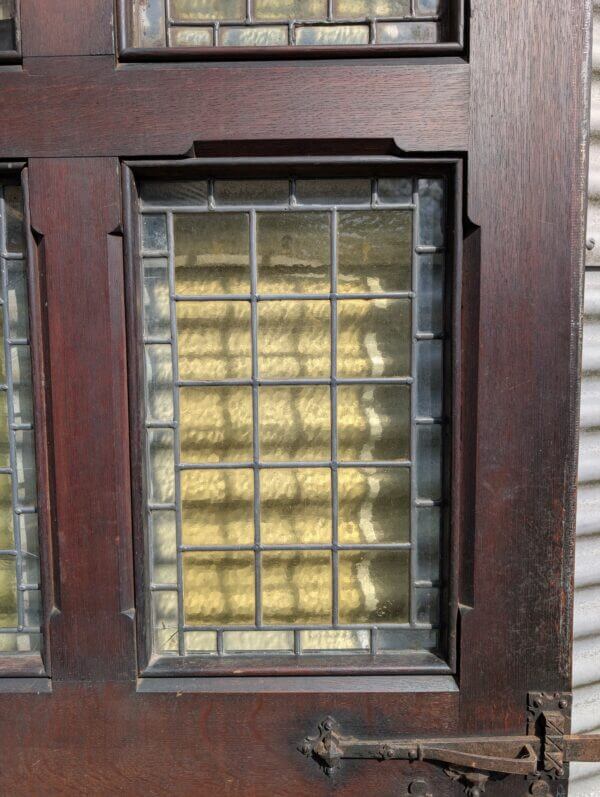 Very Heavy Glazed Oak Church Door with Great Handles & Lock