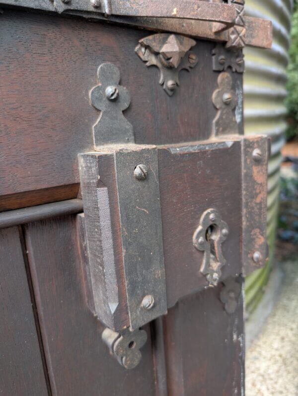 Very Heavy Glazed Oak Church Door with Great Handles & Lock