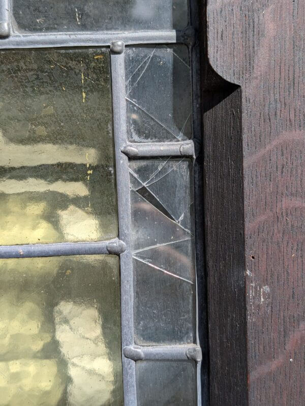 Very Heavy Glazed Oak Church Door with Great Handles & Lock