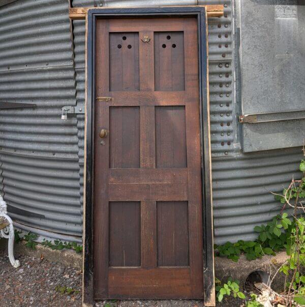 Early 1900's Solid Oak Internal Church Door with Frame