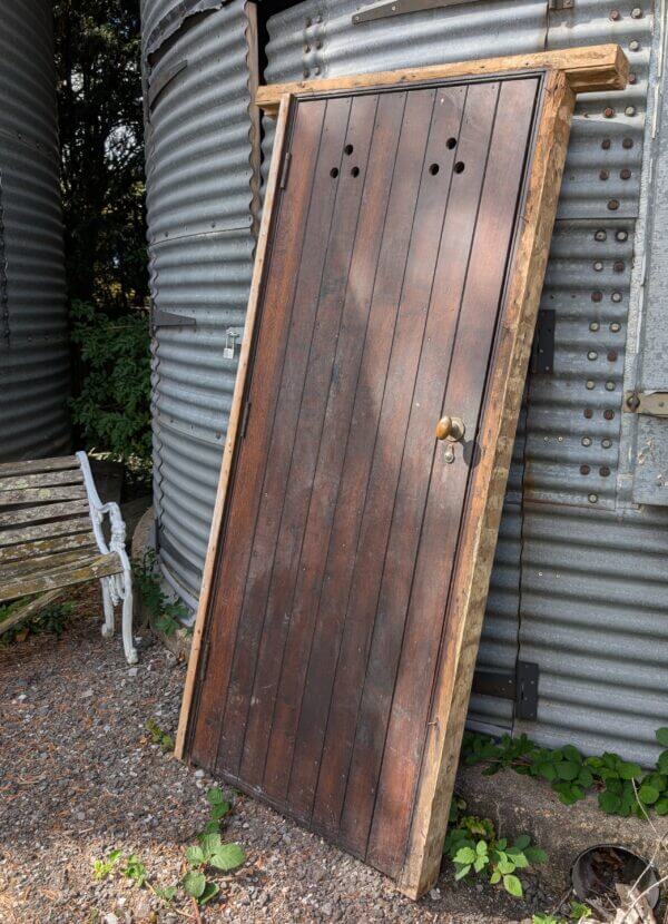 Early 1900's Solid Oak Internal Church Door with Frame