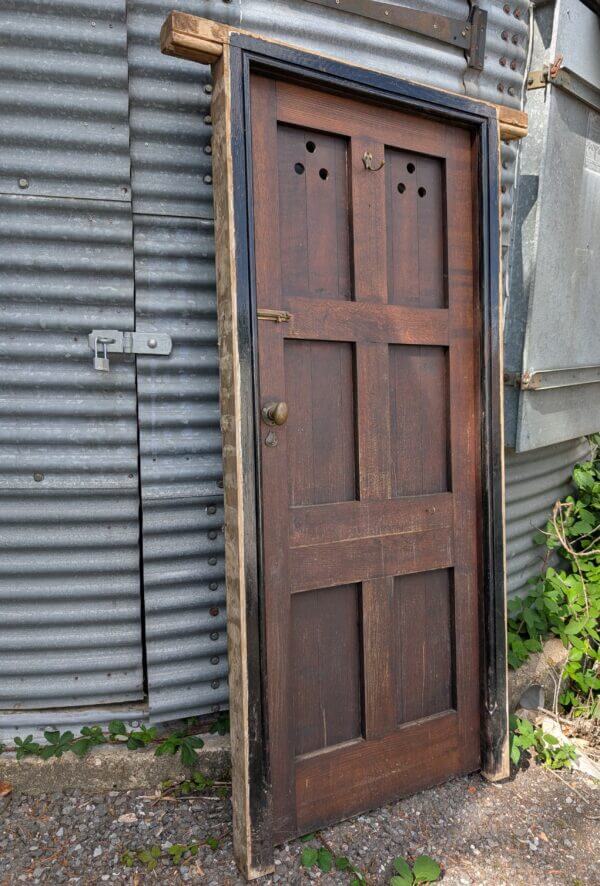 Early 1900's Solid Oak Internal Church Door with Frame