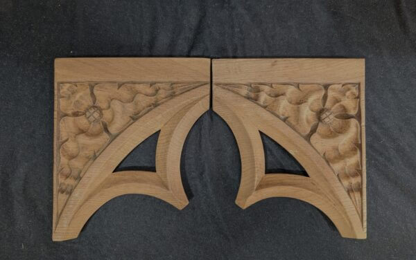 Small Antique Carved Oak Gothic Archway Feature