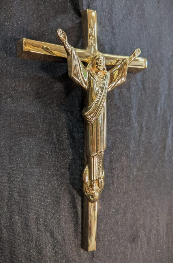 Gold Plated Modern Hanging Crucifix 'Christ the Redeemer'
