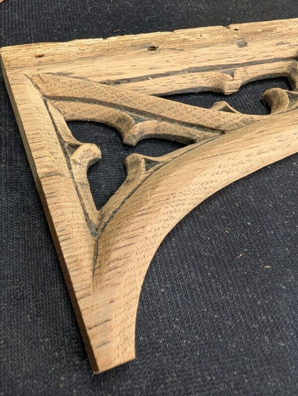 Six Small Narrow Antique Gothic Oak Carved Features Panels