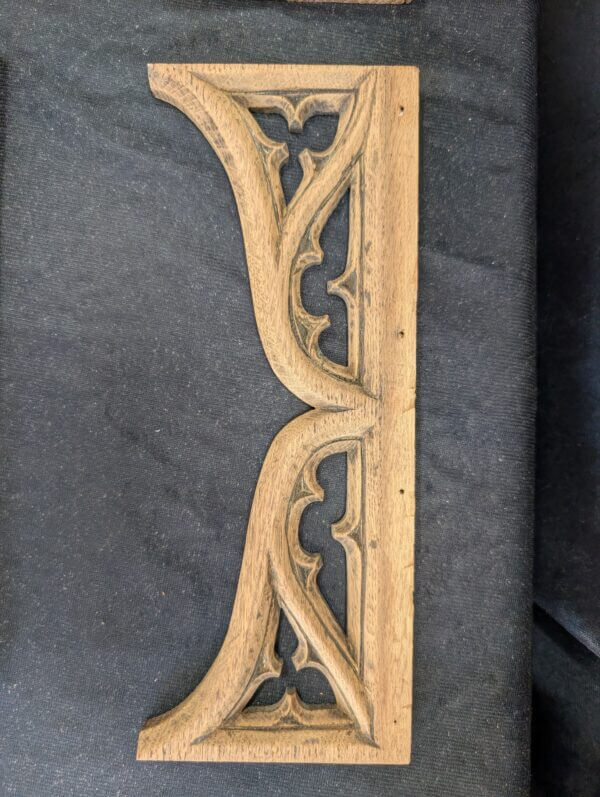 Six Small Narrow Antique Gothic Oak Carved Features Panels