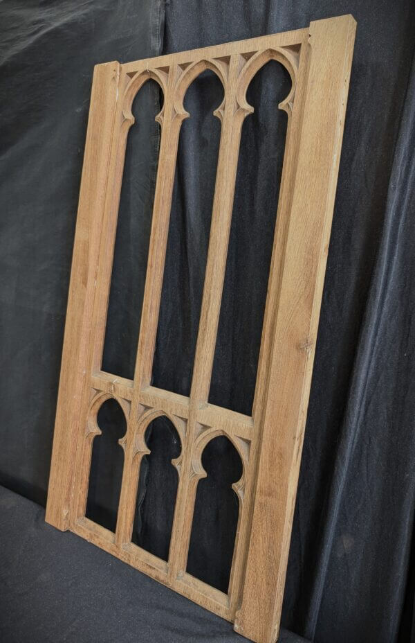 Large Size Antique Gothic Oak Three Light Panel
