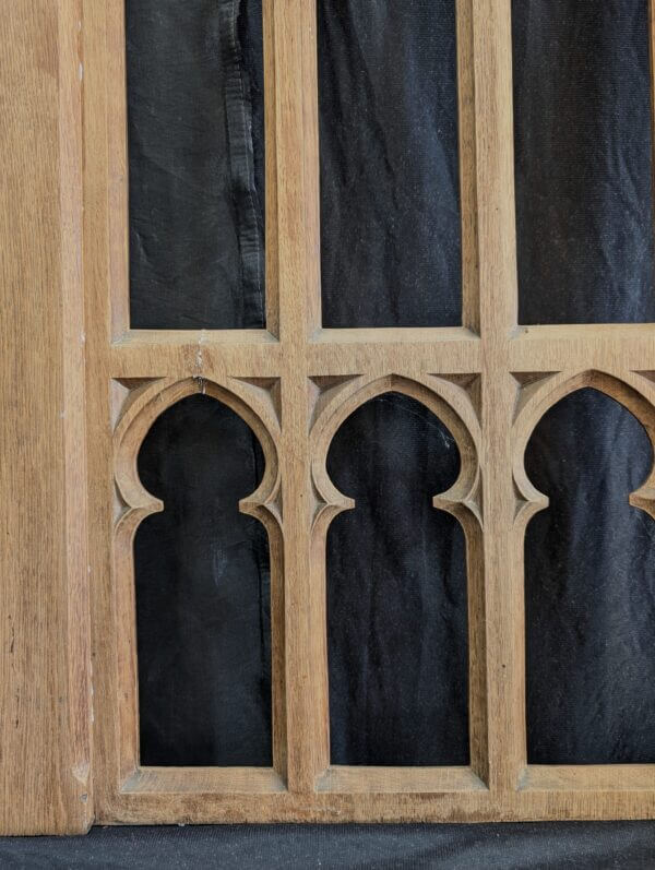 Large Size Antique Gothic Oak Three Light Panel
