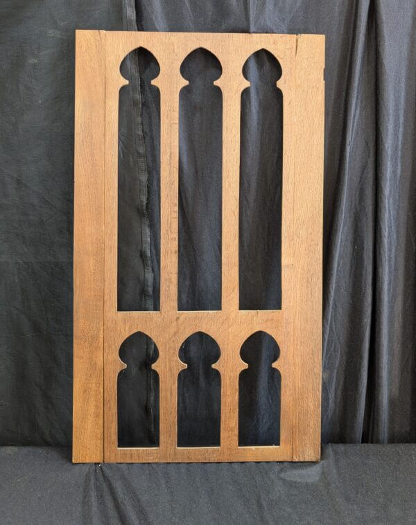 Large Size Antique Gothic Oak Three Light Panel