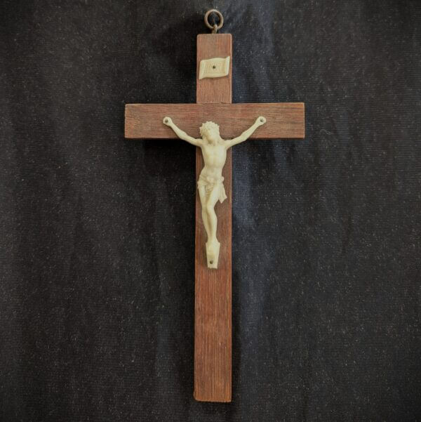 Poor Man's Simple Plastic & Wood Hanging Crucifix