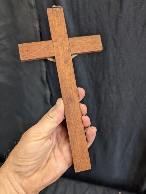 Poor Man's Simple Plastic & Wood Hanging Crucifix