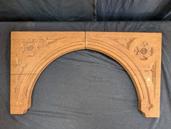 Pair of Large Vintage Oak Gothic Shelf Brackets Archway