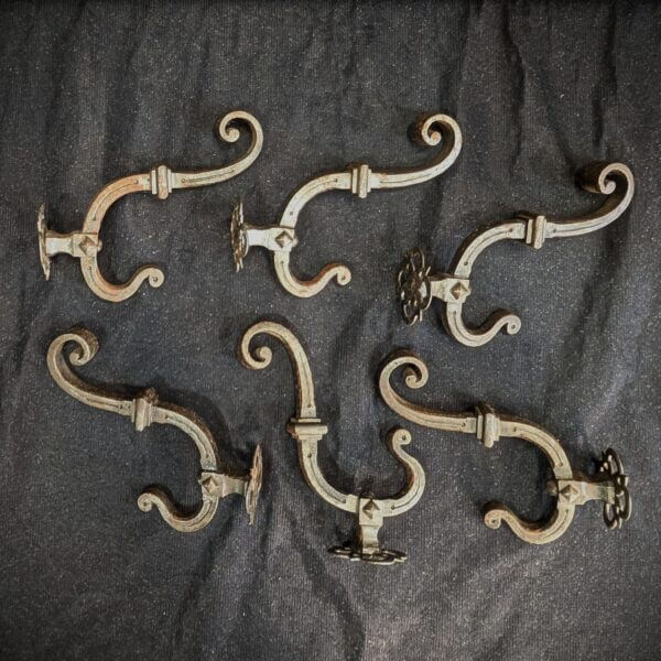 Six Fantastic Victorian Gothic Iron Coat Hooks