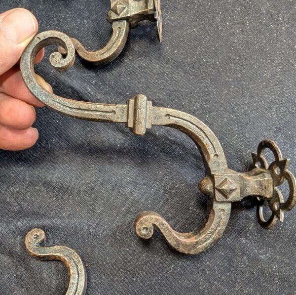 Six Fantastic Victorian Gothic Iron Coat Hooks