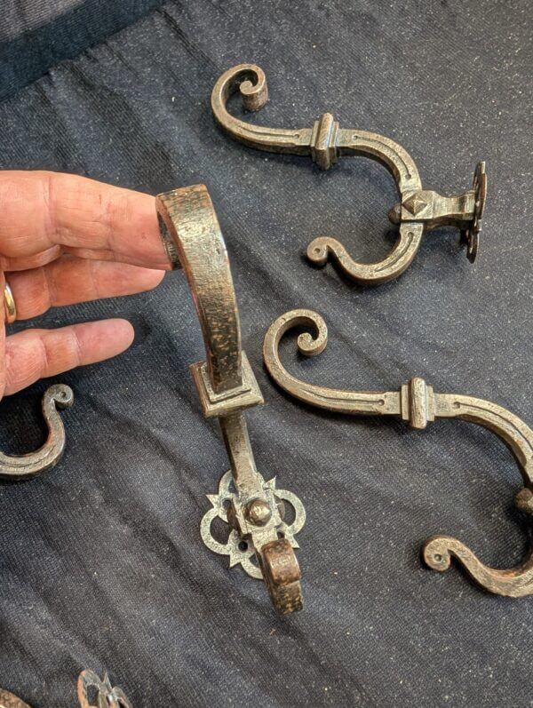 Six Fantastic Victorian Gothic Iron Coat Hooks