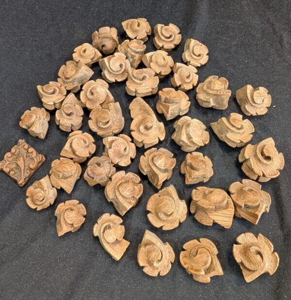 Large Collection of Small Antique Carved Oak Crockets